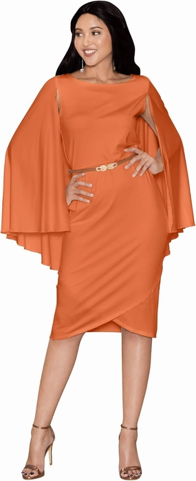 KOH KOH Womens Cape Long Sleeve Round Neck Cocktail with Leather Belt Mini Dress