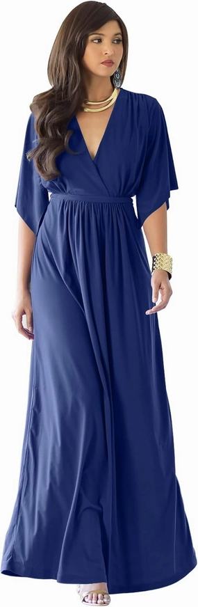 KOH KOH Womens Kaftan Short Sleeve Empire Waist Flowy V-Neck