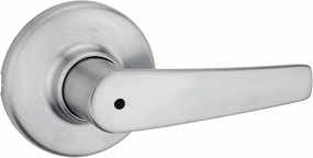 Kwikset Delta Interior Privacy Door Handle with Lock, Door Lever For Bathroom and Bedroom, Satin Chrome Reversible Keyless Turn Lock