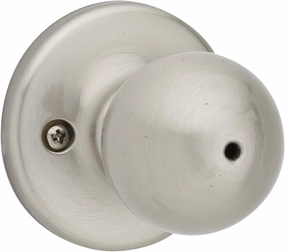 Kwikset Polo Interior Privacy Door Knob with Lock, Door Handle For Bathroom and Bedroom, Satin Nickel Keyless Turn Lock Doorknob, with Microban Protection
