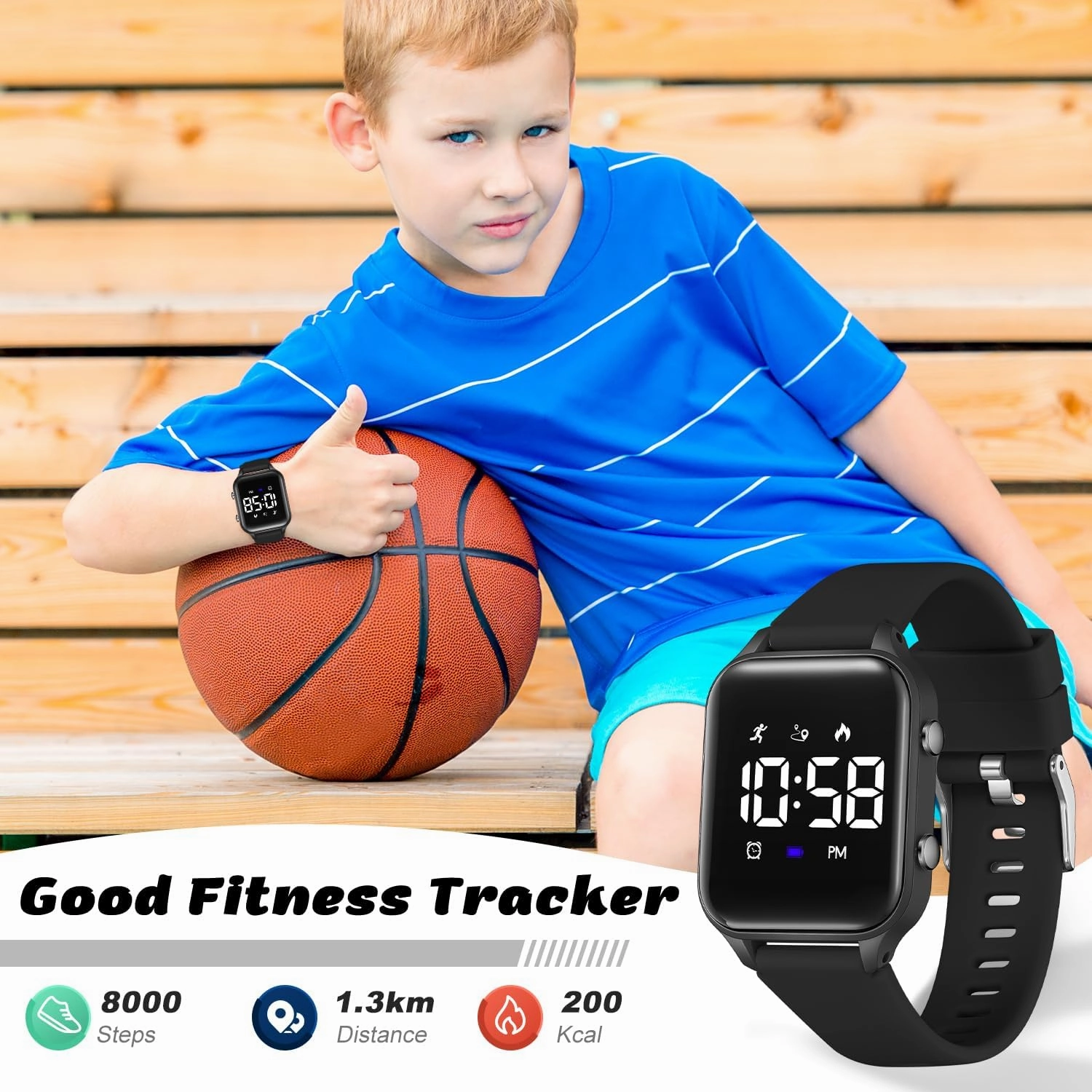 L LAVAREDO Waterproof Kids Digital Watches for Boys Girls,Sport Watch with Pedometer Stopwatch Vibration Alarm for Ages 5-13,No App Fitness Tracker Watch for Kids Teens Birthday Christmas Gifts