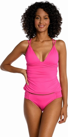 La Blanca Women's Island Goddess Over The Shoulder Tankini Swimsuit Top