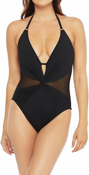 La Blanca Women's One Piece Swimsuit Plunge Tummy Control Bathing Suit