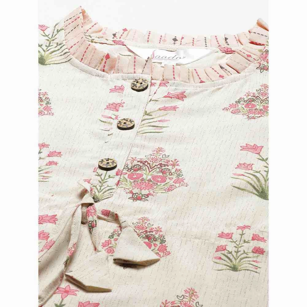 Laado Pink Floral Print Night Suit (Set of 2)