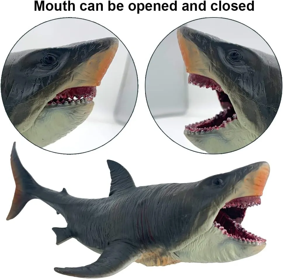 Large Shark Toys Megalodon 10.6”, Realistic Shark Toy Figures, Megalodon Shark Figurine, Large Deep Sea Creature Plastic Hand-Painted Ocean Animal Model Playset for Bath Toy, Cake Topper, Collection