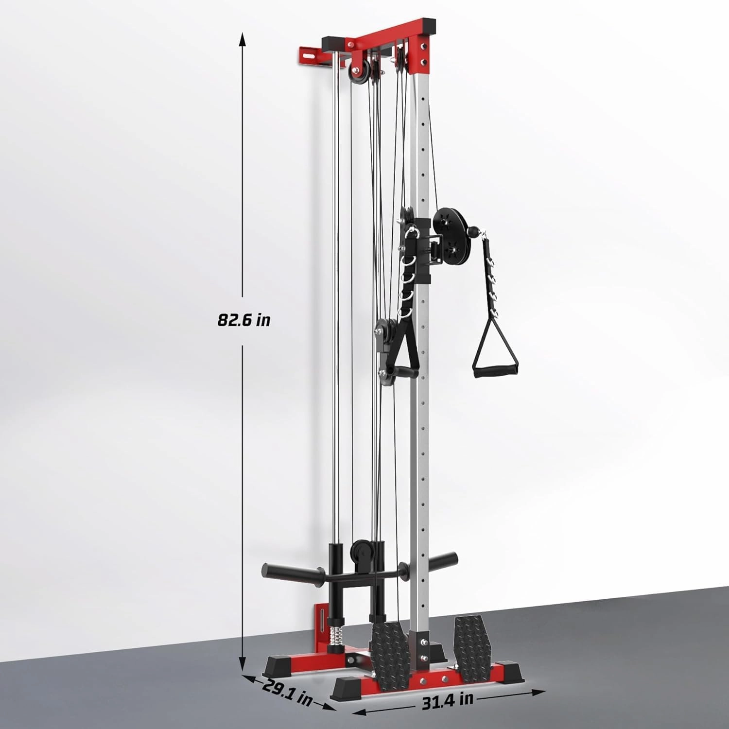 LAT Pull Down Machine - Wall-Mounted Cable Workout Machine 400Lbs Weight Capacity, Dual Pulley System, 20 Height Adjustments, Compact Home Gym Cable Machine for Full Body Workout
