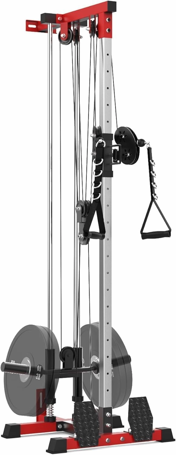 LAT Pull Down Machine - Wall-Mounted Cable Workout Machine 400Lbs Weight Capacity, Dual Pulley System, 20 Height Adjustments, Compact Home Gym Cable Machine for Full Body Workout