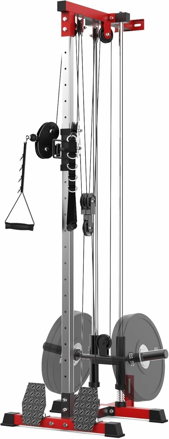 LAT Pull Down Machine - Wall-Mounted Cable Workout Machine 400Lbs Weight Capacity, Dual Pulley System, 20 Height Adjustments, Compact Home Gym Cable Machine for Full Body Workout