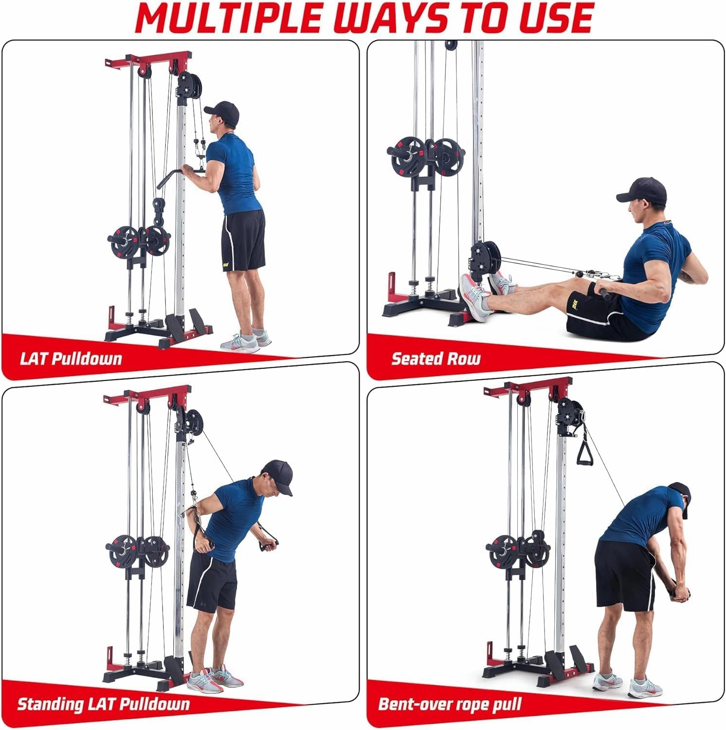 LAT Pull Down Machine - Wall-Mounted Cable Workout Machine 400Lbs Weight Capacity, Dual Pulley System, 20 Height Adjustments, Compact Home Gym Cable Machine for Full Body Workout