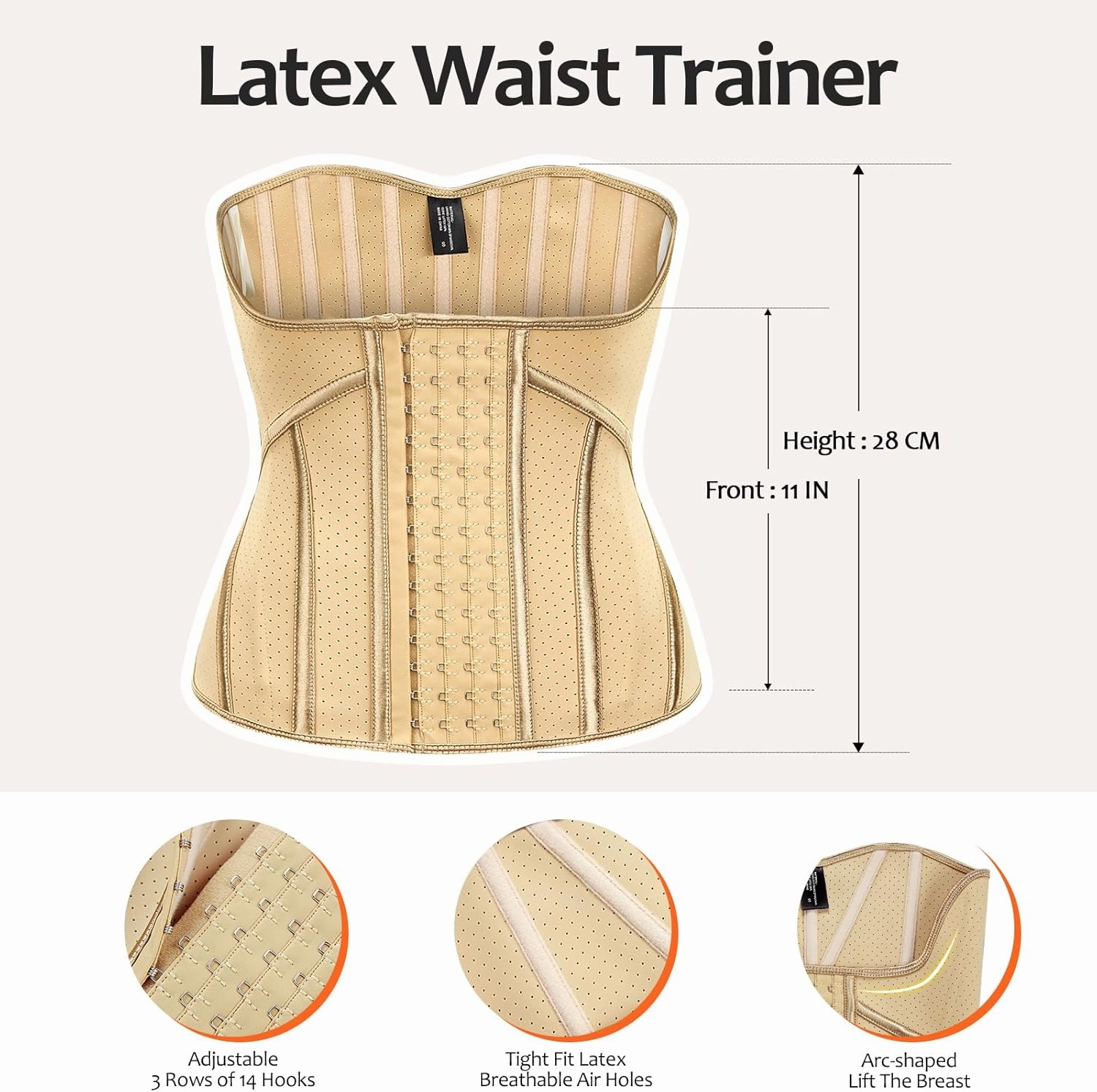 Latex Waist Trainer for Women Waist Cincher Corset for Tummy Control Underbust Sports Workout Hourglass Body Shaper