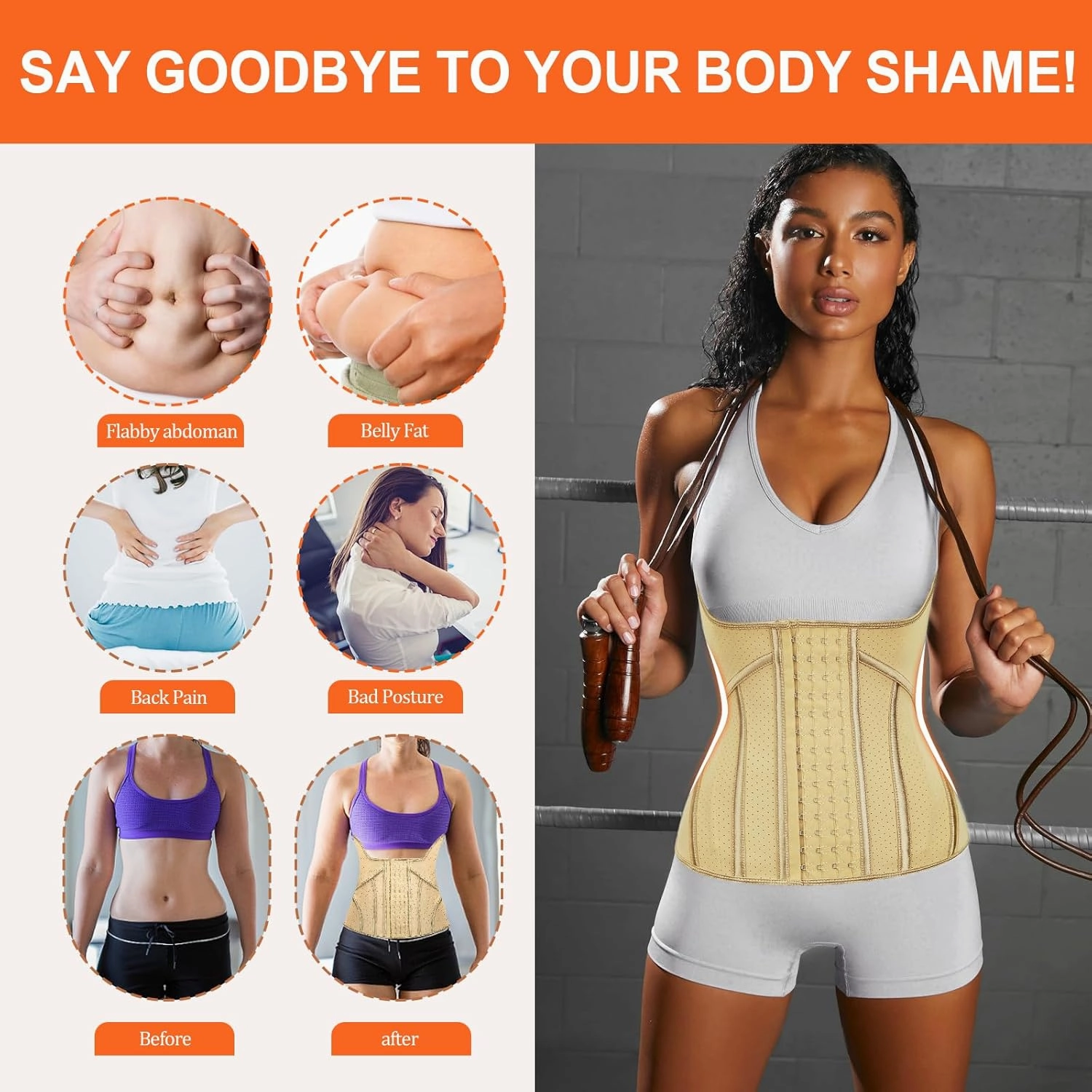 Latex Waist Trainer for Women Waist Cincher Corset for Tummy Control Underbust Sports Workout Hourglass Body Shaper