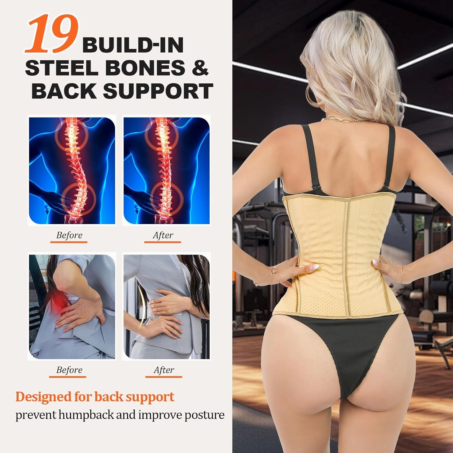 Latex Waist Trainer for Women Waist Cincher Corset for Tummy Control Underbust Sports Workout Hourglass Body Shaper
