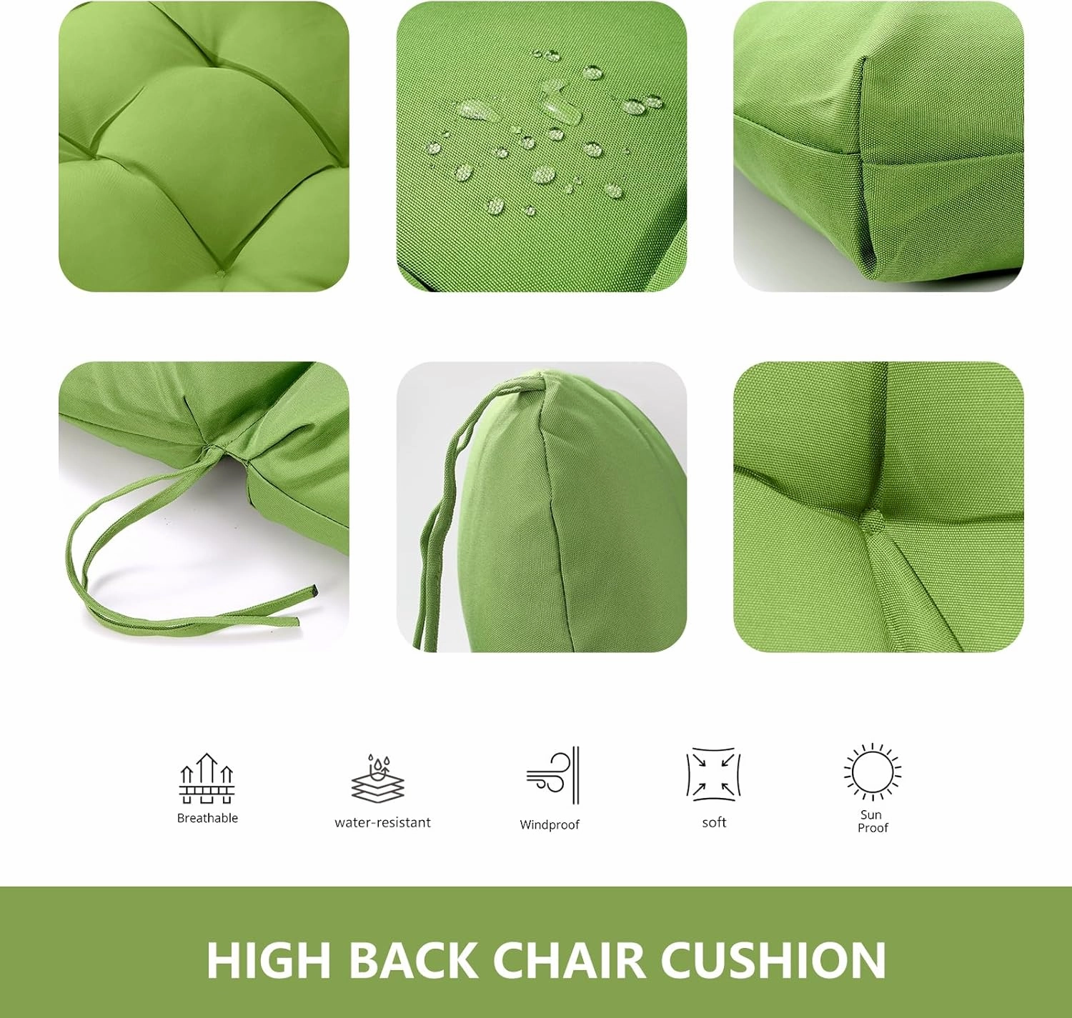 Lawn Chair Cushion Non Slip Patio Adirondack Chair Cushions Water Repellent Indoor Back and Seat Cushion for Desk Chair, Dining Chairs Fade-Resistant Good For Patio Decorations Outdoor Chair