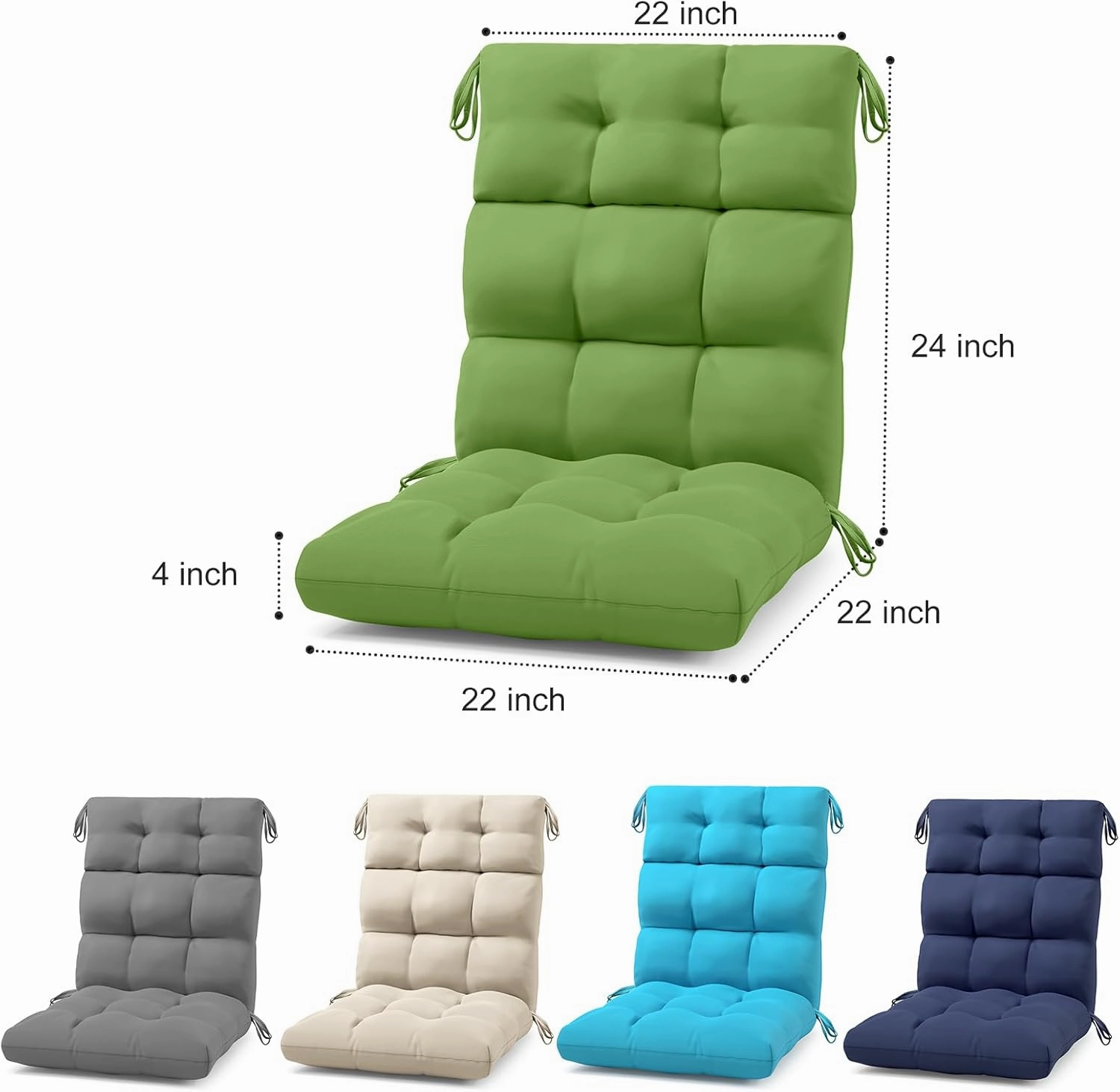Lawn Chair Cushion Non Slip Patio Adirondack Chair Cushions Water Repellent Indoor Back and Seat Cushion for Desk Chair, Dining Chairs Fade-Resistant Good For Patio Decorations Outdoor Chair