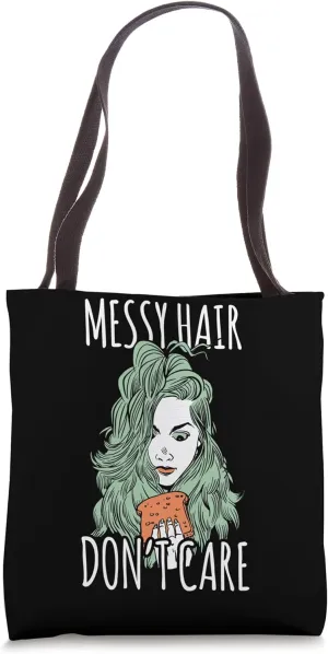 Lazy Couch Potato Messy Hair Don't Care Curly Graphic Tote Bag