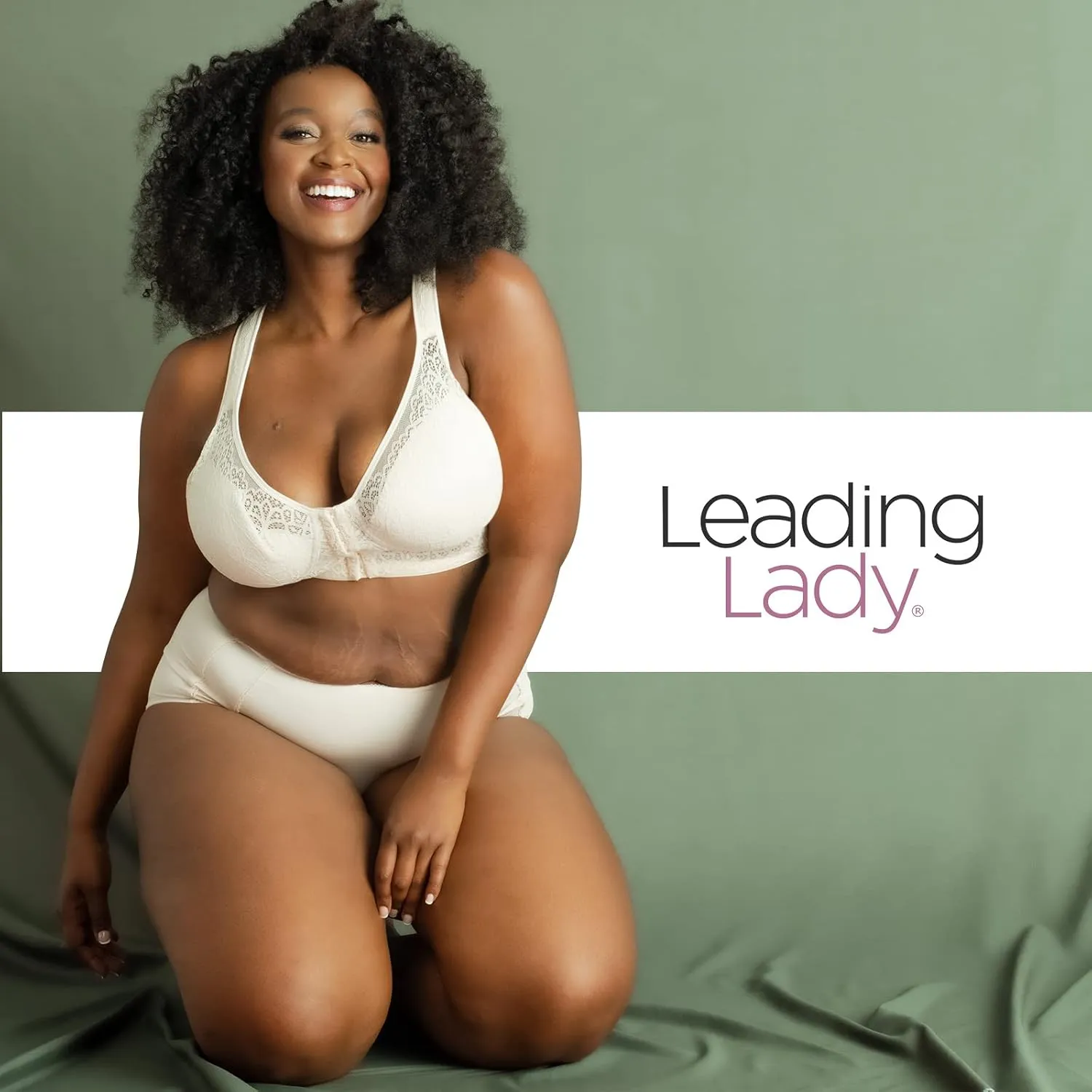 LEADING LADY, The Nora, Front-Closure Bra for Women, Lace Design, All Day Support, Wireless Band, Padded Cups, Mesh Back