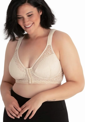 LEADING LADY, The Nora, Front-Closure Bra for Women, Lace Design, All Day Support, Wireless Band, Padded Cups, Mesh Back
