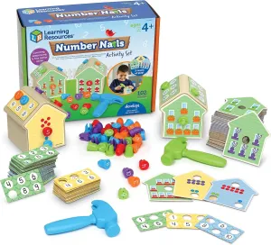 Learning Resources Number Nails Activity Set - 102 Pieces, Ages 4  Toddler Learning Activities, Fine Motor Games for Kids, Math Games for Kids