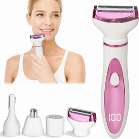 Led Display Electric Razorfor Women Men,4 in 1 Rechargeable Wet & Dry Electric Shaver and Facial Hair Remover,2025 Painless Ladies Body Razors for Nose Face Body Leg Bikini Arm Hair (Purple)