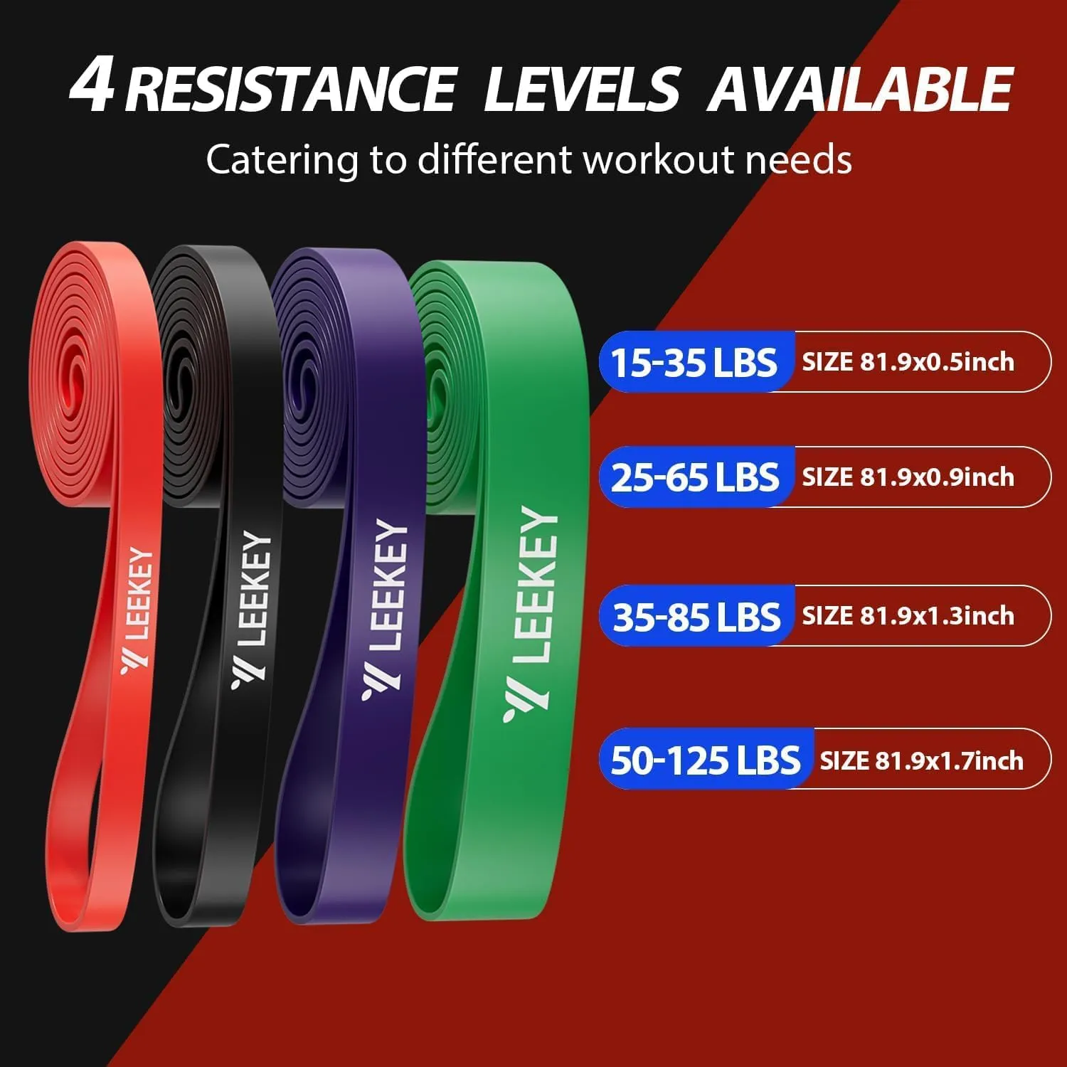 LEEKEY Resistance Bands, Exercise Bands with Handles,Pull Up Assist Bands - Band Set with Door Anchor - Bands for Working Out,Band for Men and Women Fitness Training, Physical Therapy,Home Workouts