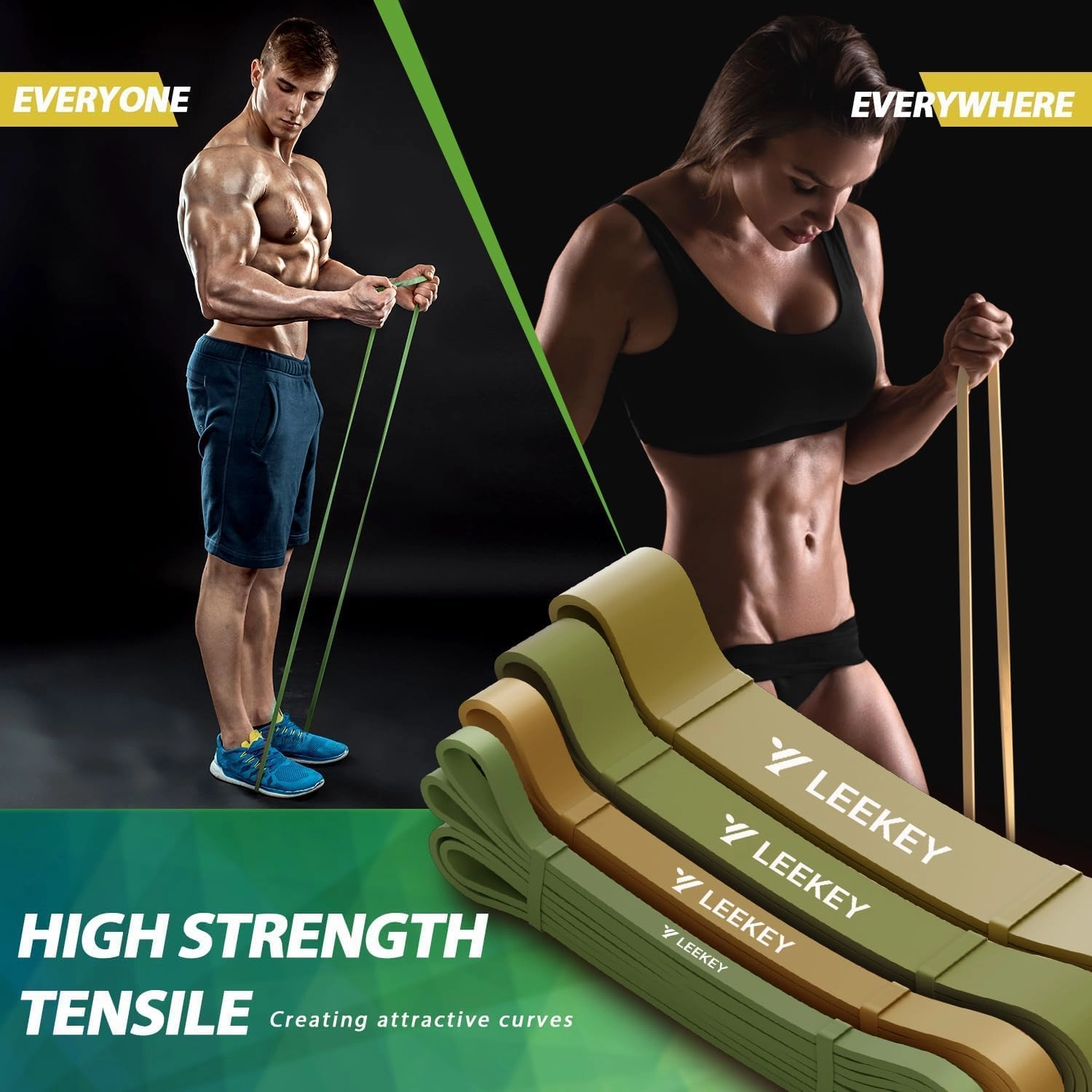 LEEKEY Resistance Bands Set for Pull-Up Assistance & Full-Body Training, Multi-Level Exercise Bands with Bag for Home Workouts, Physical Therapy, Strength Training (Men/Women)