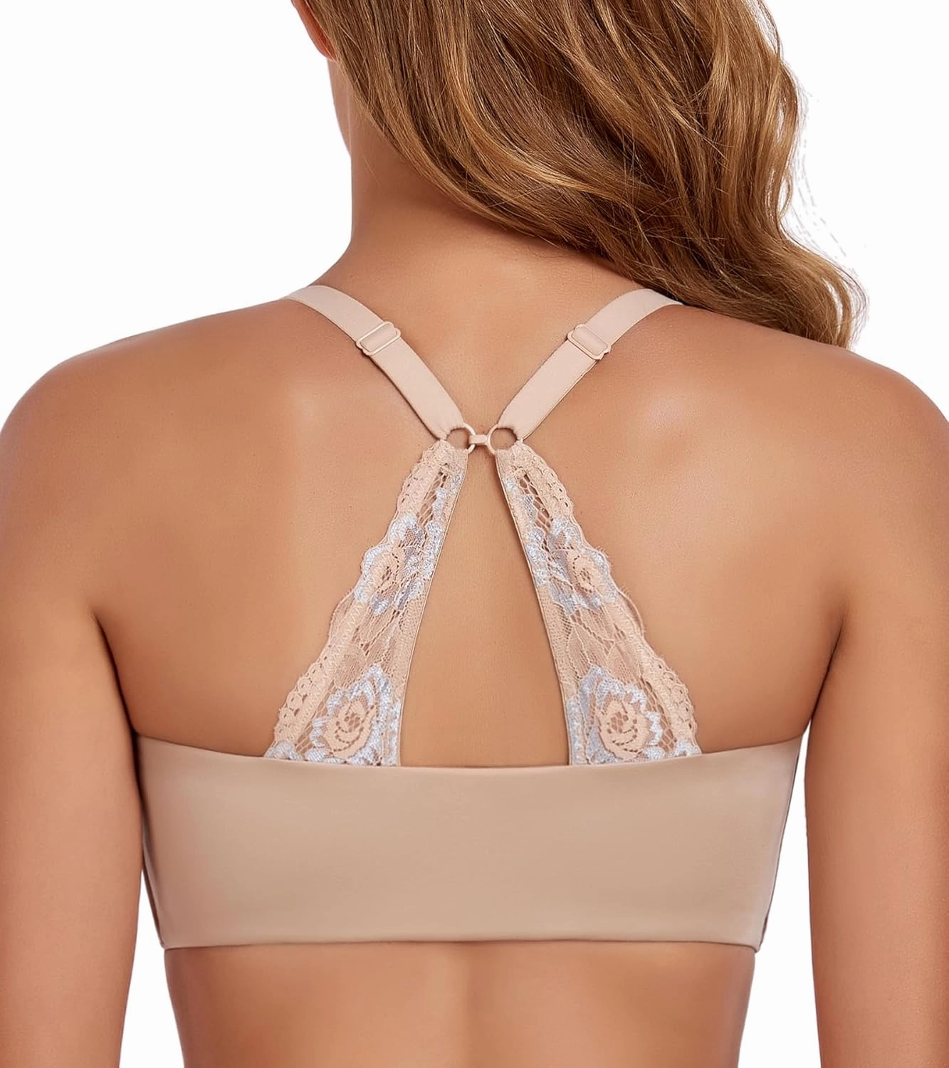 Lemorosy Women's Front Closure Bra Comfortable Wireless Lightly Lined Plus Size Full Coverage Racerback Brassiere