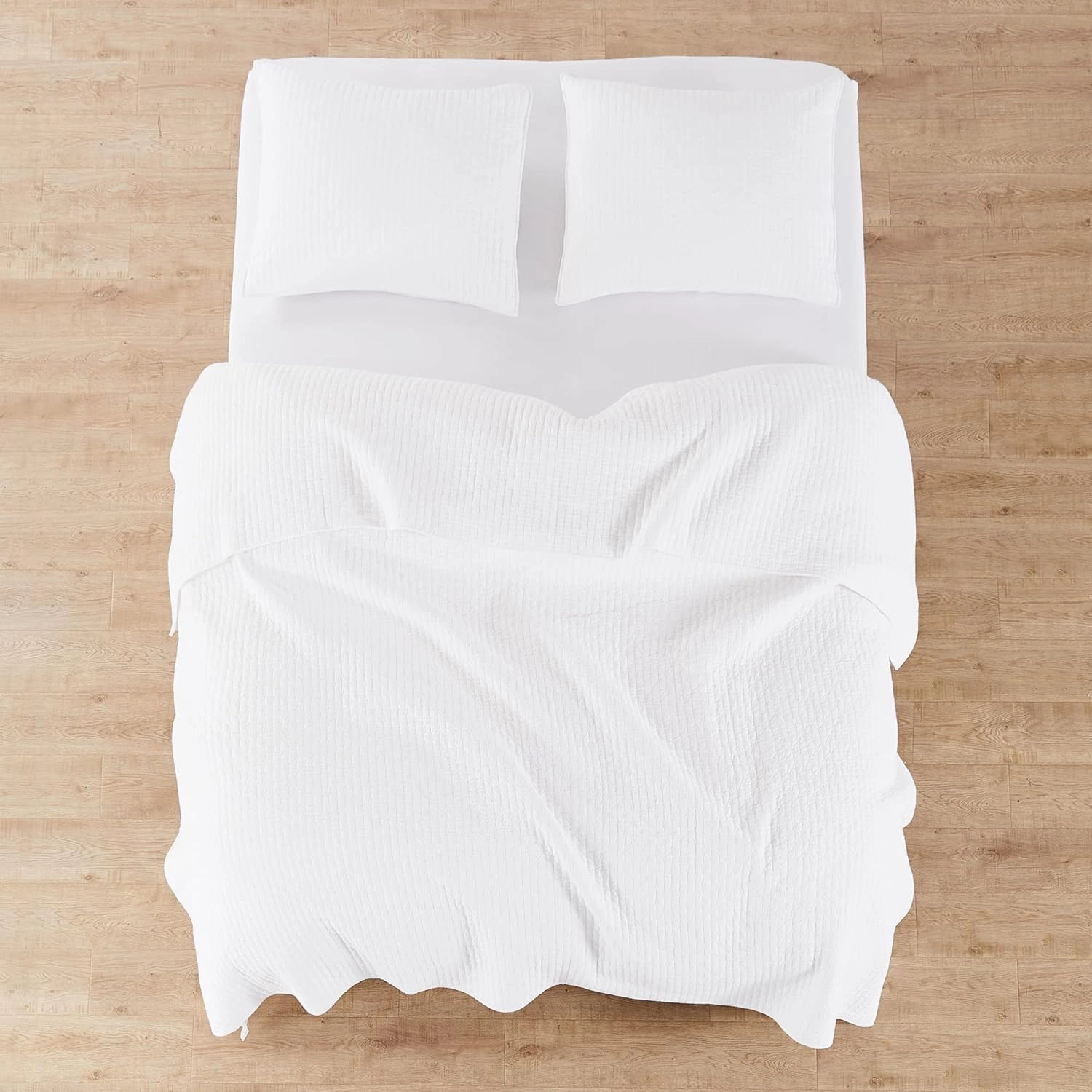 Levtex Home - Cross Stitch Bright White Quilt Set - 100% Cotton - King/Cal King Quilt (106x92in.)   2 King Shams (36x20in.) - Reversible - Cotton Fabric