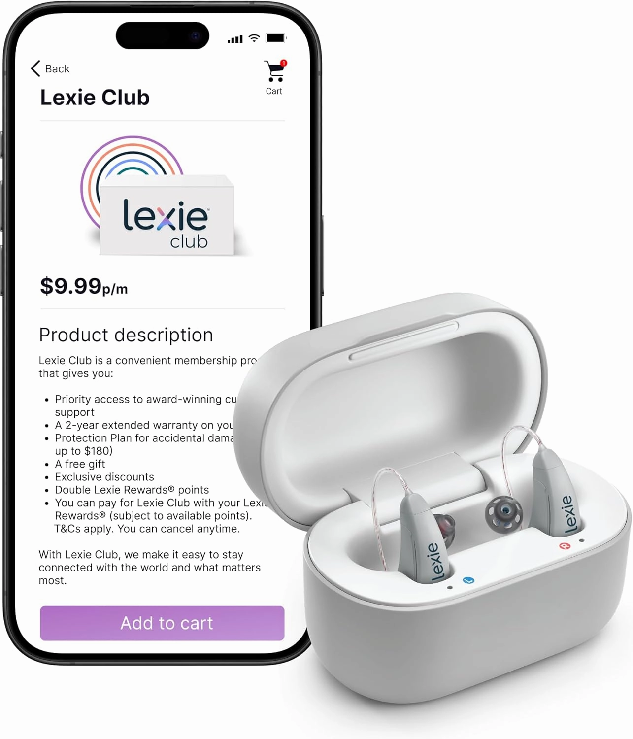 Lexie B2 Plus Hearing Aids Powered by Bose   Free 6-Month Lexie Club Subscription – Rechargeable, Rechargeable Case, App-Controlled, Self-Fit, Noise Reduction, Bluetooth® for Calls & Streaming (Gray)