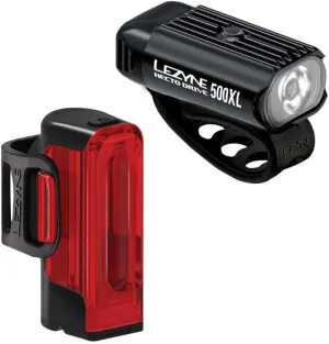 Lezyne Hecto Drive 500XL and Strip Drive  Bicycle Light Set, Front and Rear Pair, 500/300 Lumen, White/Red LED, Road, Mountain, Gravel Bike, USB/USB-C Rechargeable