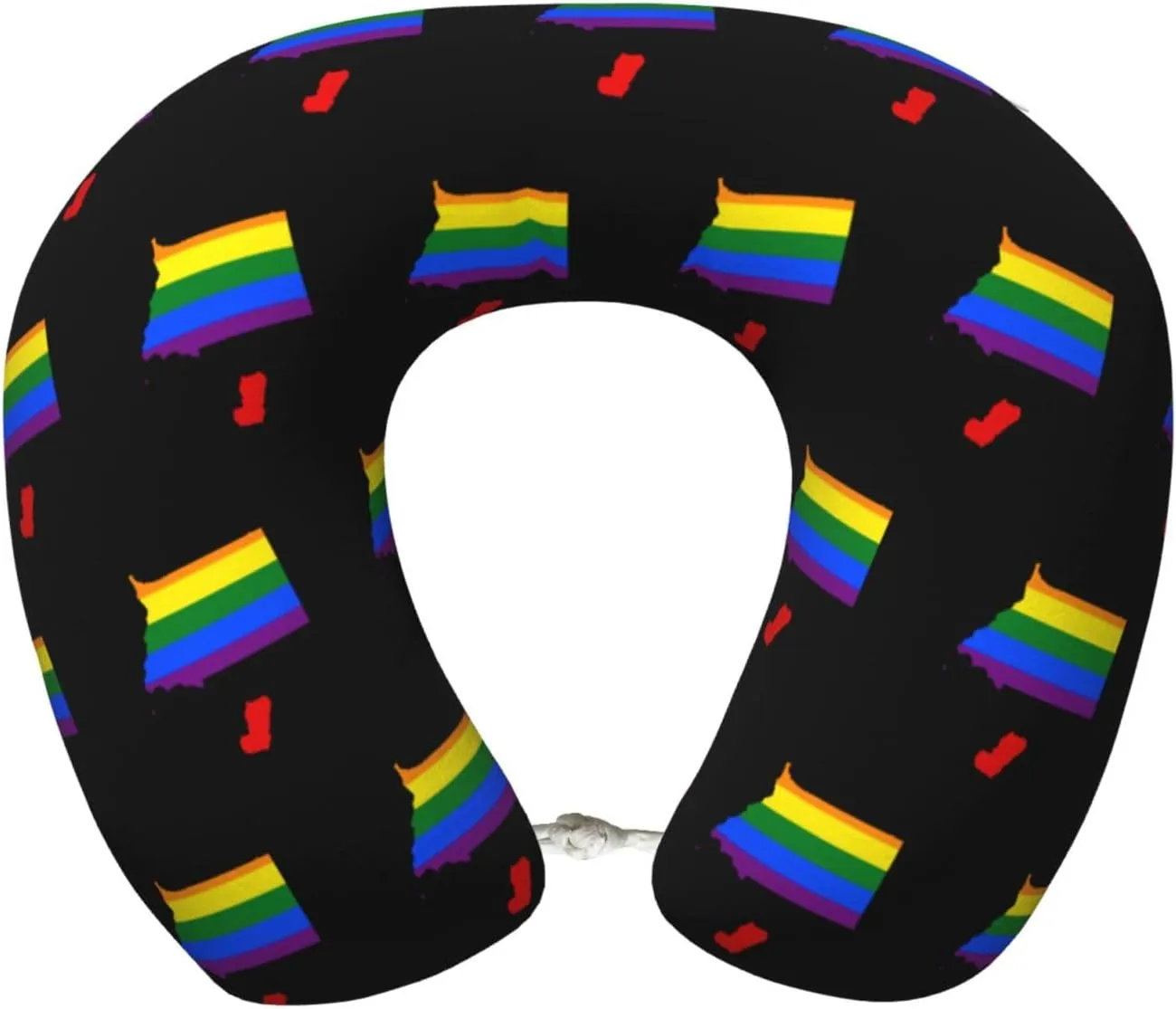 LGBT Flag Map of Equatorial Guinea Neck Pillow Memory Foam U-Shaped Travel Neck Pillow for Airplanes Car Home