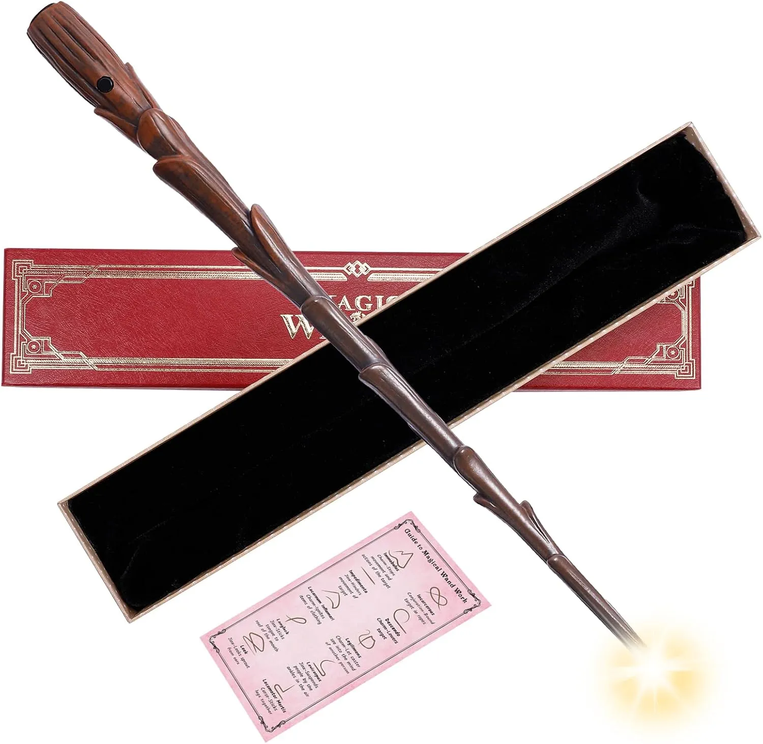 Light Up Magic Wizard Wand Rechargeable Illuminating Golden Wands for Witches Kids Boys Girls Party Gift, Bud