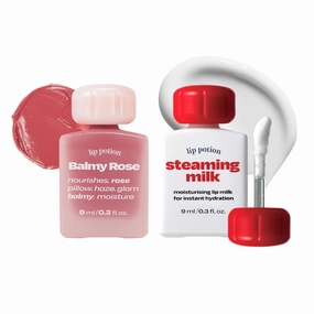 Lip Potion Balmy Rose No.7 Tea Rose   Steaming Milk | Soft Glow Tint & Primer Set