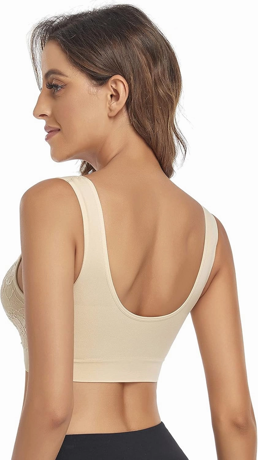 Litthing Lace Bralettes for Women Padded Sports Bra Seamless Plus Size Tank Tops Wirefree Comfort Yoga Cami T Shirt Bras