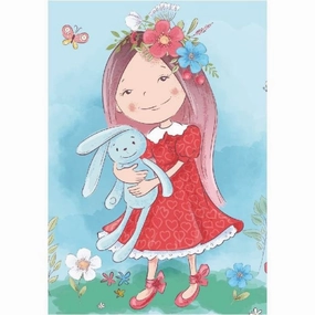 Little Girl 'Fluffy Bunny' 3D Wood Jigsaw Puzzle