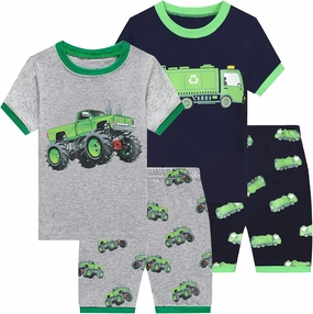 Little Hand Toddler Boys Pajamas Kids Dinosaur Summer PJS Monster Truck Children Excavator Jammies Short Sets 2-7 Years