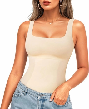 LODAY Compression Tank Tops for Women Shapewear Tummy Control Square Neck Camisole Cami Tops