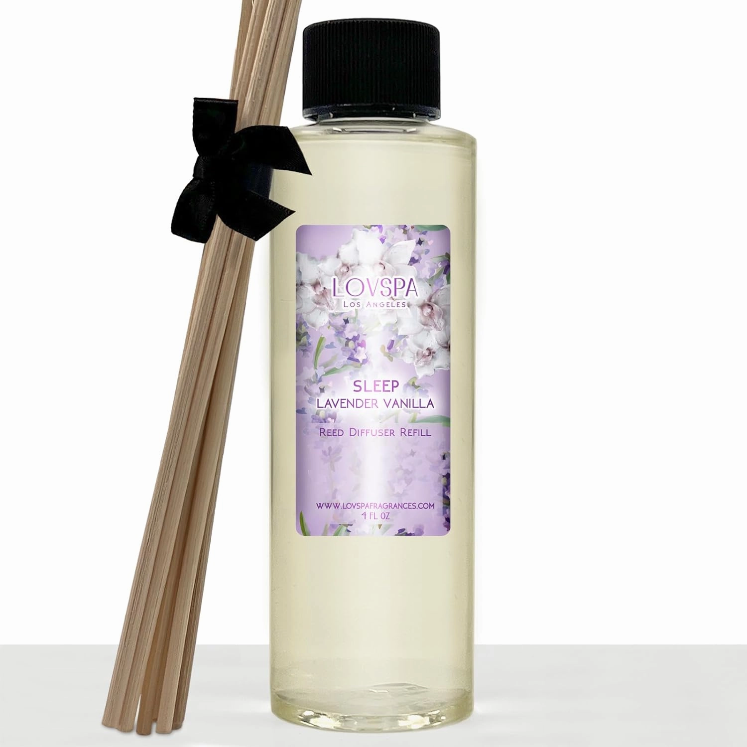 LOVSPA Sleep Lavender Vanilla Reed Diffuser Refill Oil with Replacement Reed Sticks - Made with Natural Essential Oils, 4 oz - Made in The USA