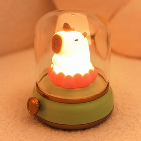 Lucky Capybara Night Light,Lotus Lamp, Cute Lamp and Cozy Lighting,Rotate to Adjust Brightness,Rechargeable Night Light for Kids, Cute Stuff Gifts for Children,Lucky Capybara Bring Good Luck