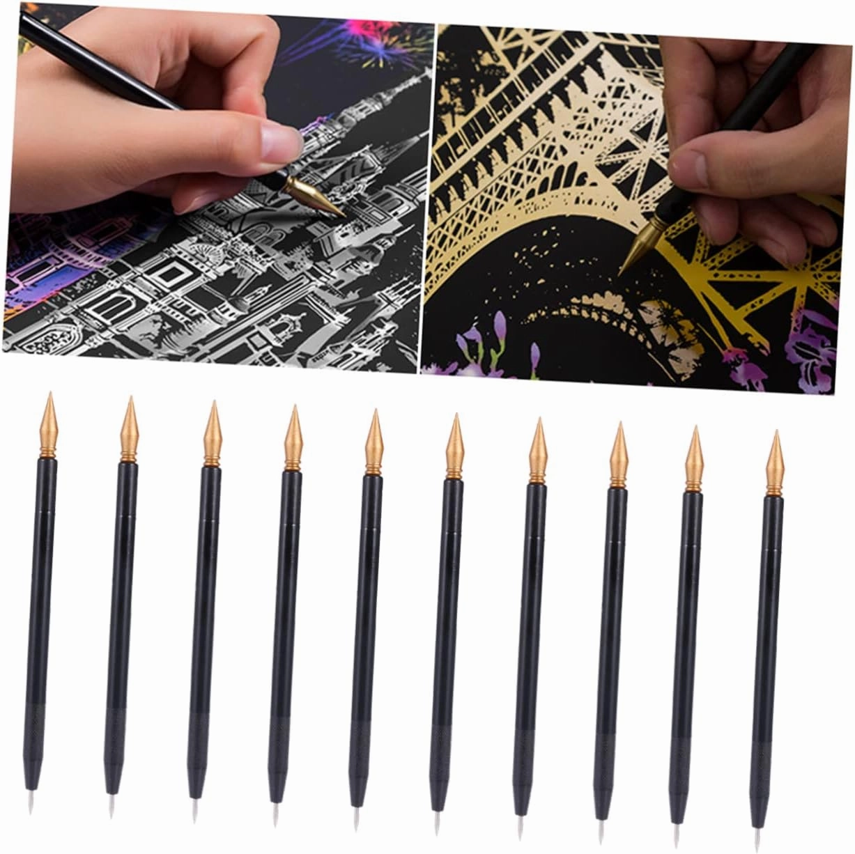 Lurrose 3sets Scratch Painting Pens for Boys and Girls Stylus Pens Dual Tips Scratch Pad Tool for Boys and Girls Art Set for Children 10pcs*3
