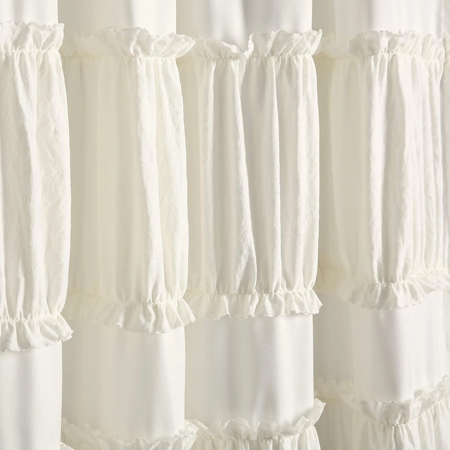 Lush Decor Nova Ruffle Window Curtain Panel Pair, 42"W x 95"L, Ivory