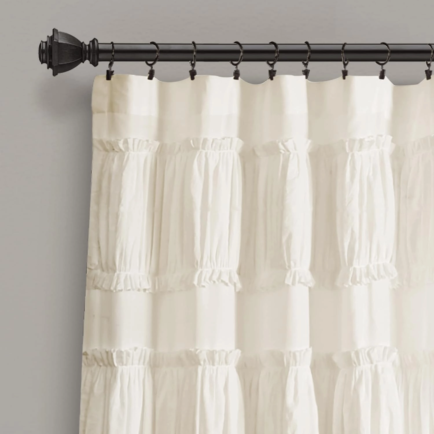 Lush Decor Nova Ruffle Window Curtain Panel Pair, 42"W x 95"L, Ivory