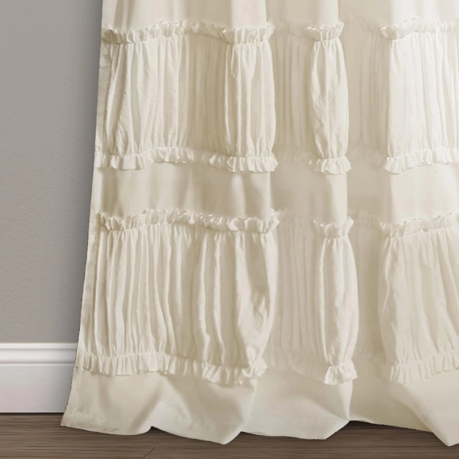 Lush Decor Nova Ruffle Window Curtain Panel Pair, 42"W x 95"L, Ivory