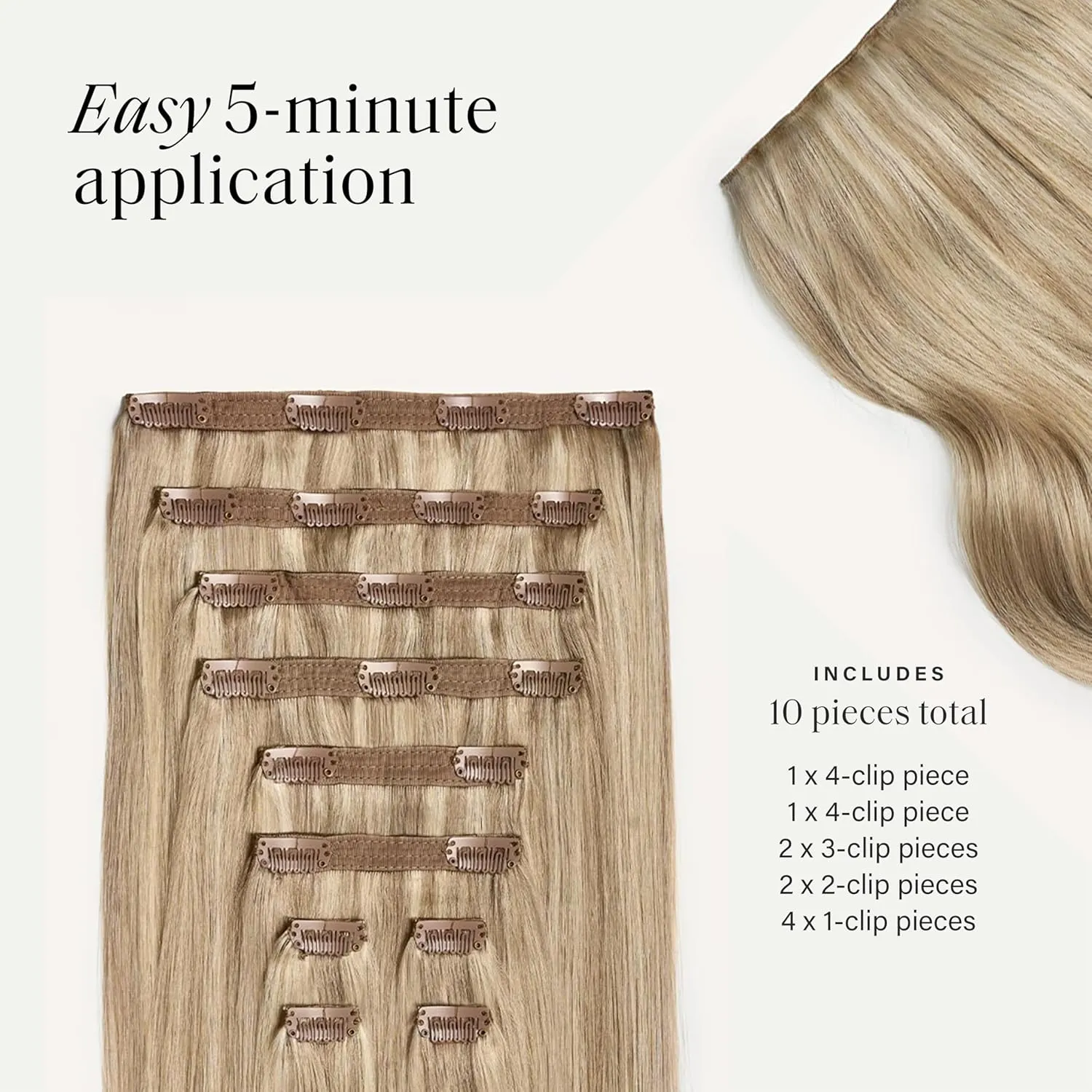 Luxy 100% Remy Human Hair, Classic 160g Clip-In Hair Extensions - 10 Wefts Multi-Dimensional Color for Natural Blending, Adds Volume & Length, Easy Apply & Remove 20" Dimensional Cream Blonde