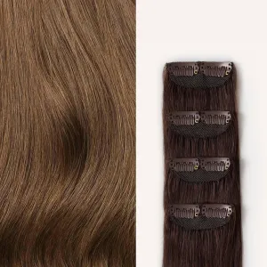 Luxy 100% Remy Human Hair – Scalp Hair Fill-Ins - Clip-Ins for Scalp & Part Line Coverage - Natural Coverage for Thinning Areas, Lightweight Mesh Bands 30 grams 12" Chestnut Brown Scalp
