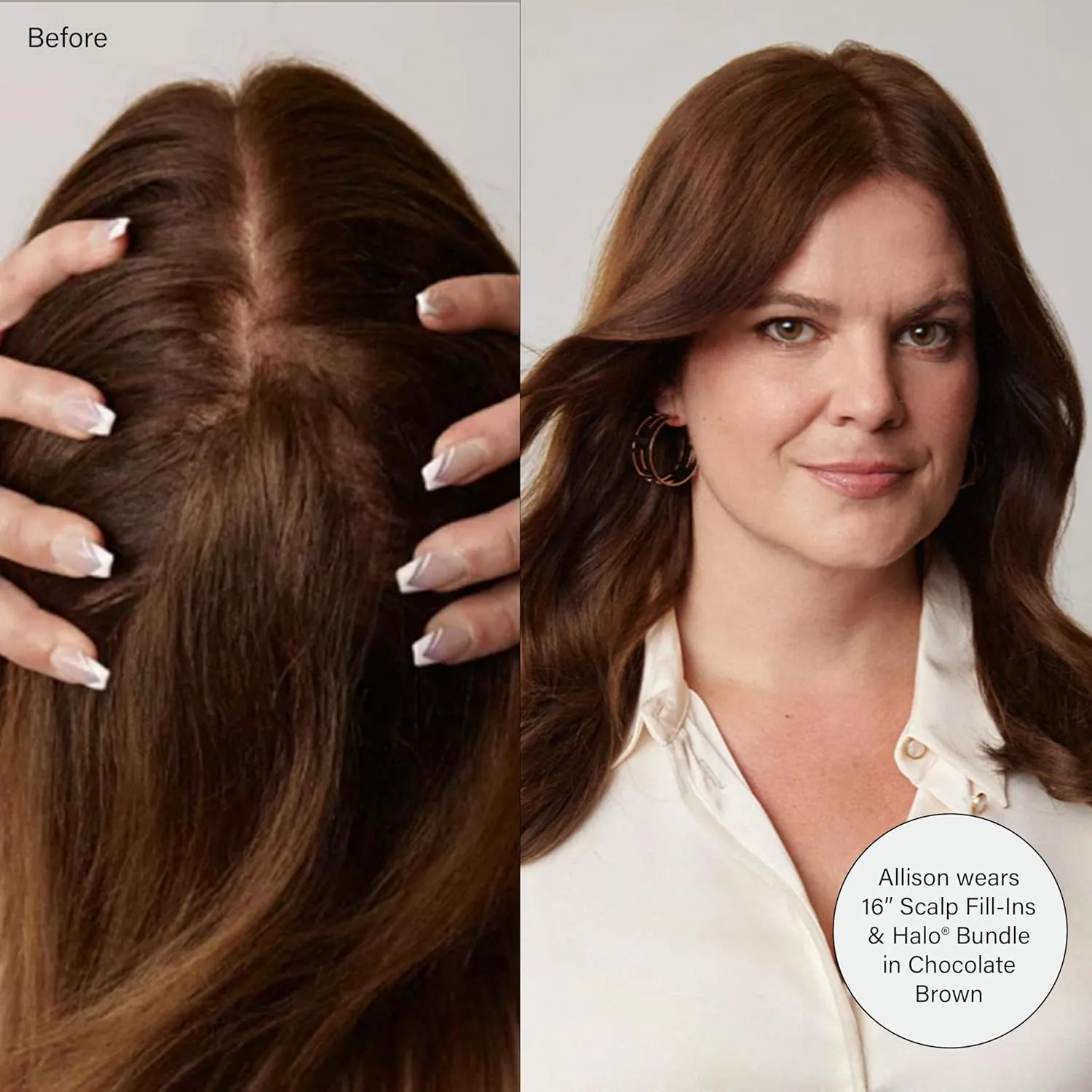 Luxy 100% Remy Human Hair – Scalp Hair Fill-Ins - Clip-Ins for Scalp & Part Line Coverage - Natural Coverage for Thinning Areas, Lightweight Mesh Bands 30 grams 12" Chestnut Brown Scalp