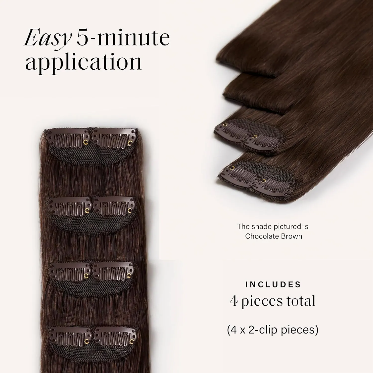 Luxy 100% Remy Human Hair – Scalp Hair Fill-Ins - Clip-Ins for Scalp & Part Line Coverage - Natural Coverage for Thinning Areas, Lightweight Mesh Bands 30 grams 12" Chestnut Brown Scalp