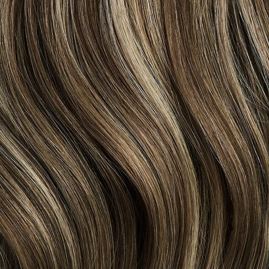 Luxy 100% Remy Human Hair - Seamless Clip-In Hair Extensions - Multi-Dimensional Color for Natural Blending, Adds Volume & Length 160 grams 16" Ash Brown Highlights