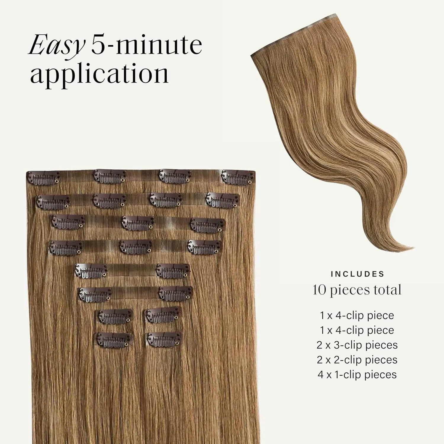 Luxy 100% Remy Human Hair - Seamless Clip-In Hair Extensions - Multi-Dimensional Color for Natural Blending, Adds Volume & Length 160 grams 16" Bronde Balayage Seamless