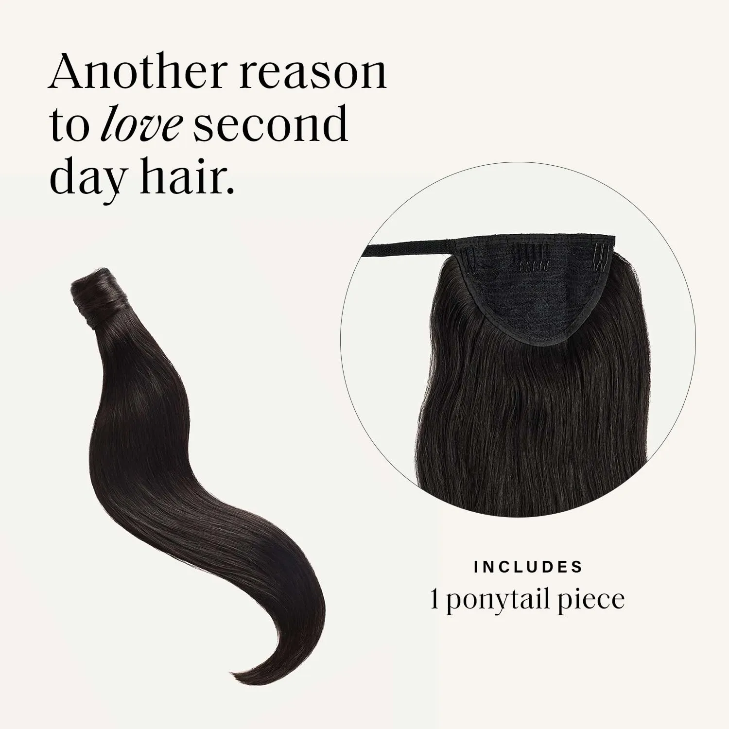 Luxy Hair 16" Off Black Ponytail Clip-In Hair Extension (100 grams) 100% Remy Human Hair, Quick Up-do, 1-Piece Set, Natural Blend