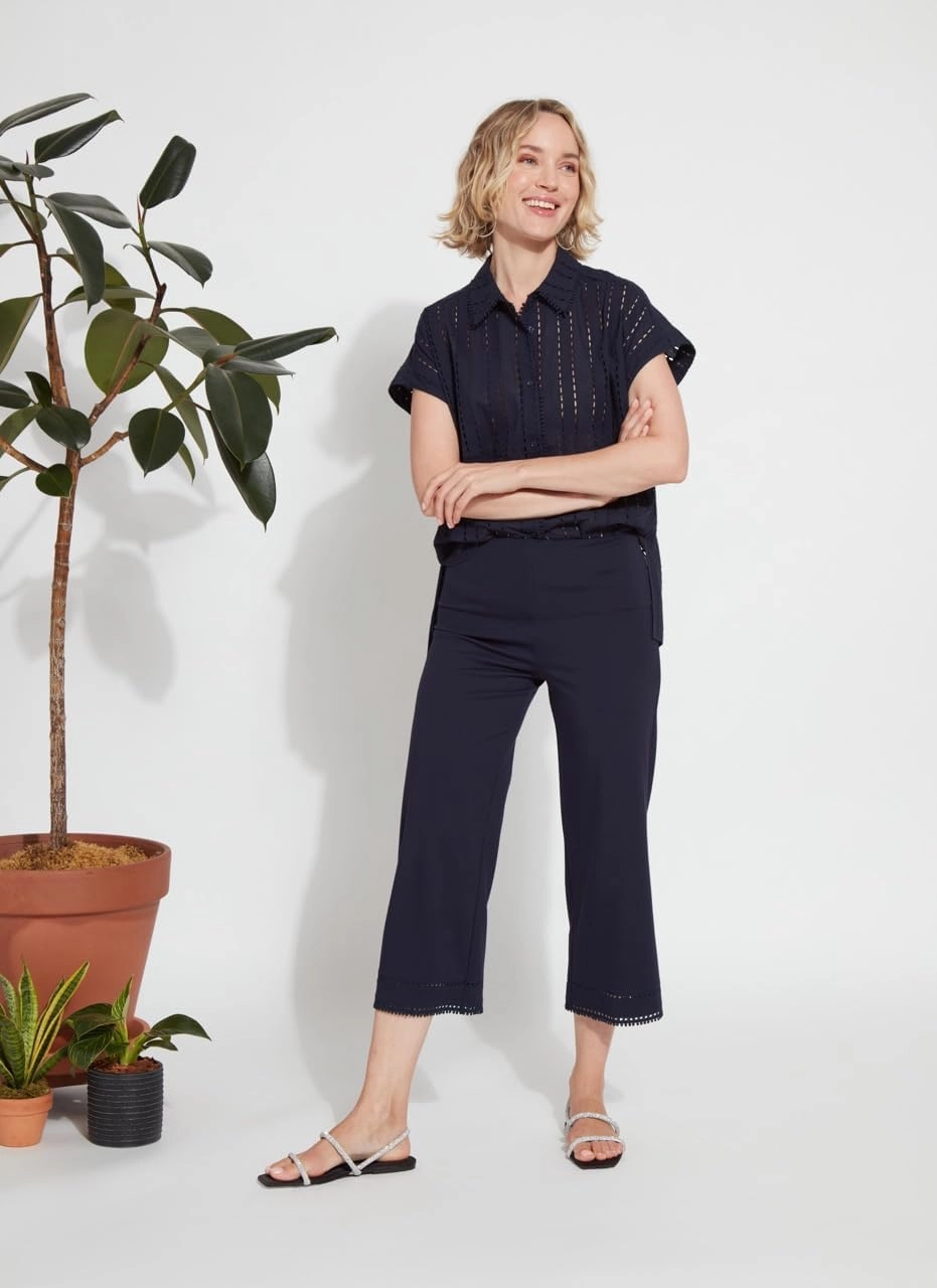 Lyssé Sienna Wide Leg Cropped Pants – Drapey Ponte Pants and Cropped Pants for Women